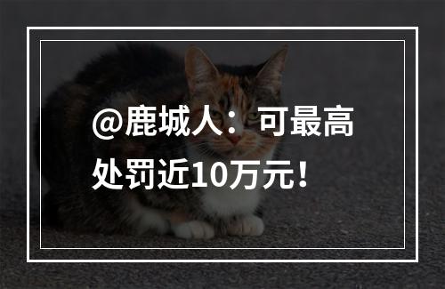 @鹿城人：可最高处罚近10万元！