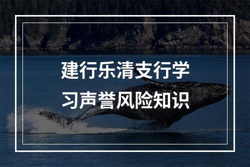 建行乐清支行学习声誉风险知识