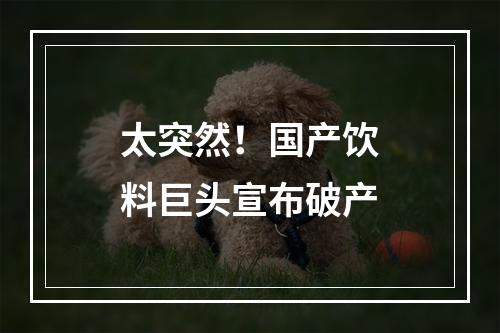 太突然！国产饮料巨头宣布破产