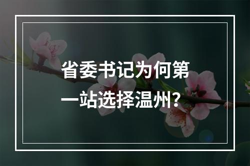 省委书记为何第一站选择温州？