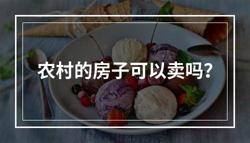 农村的房子可以卖吗？