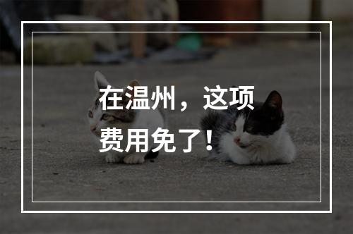 在温州，这项费用免了！