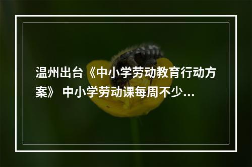 温州出台《中小学劳动教育行动方案》 中小学劳动课每周不少于1课时