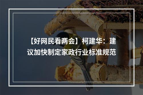 【好网民看两会】柯建华：建议加快制定家政行业标准规范
