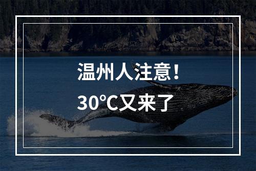 温州人注意！30℃又来了