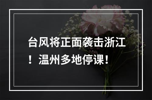 台风将正面袭击浙江！温州多地停课！