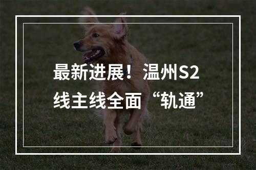 最新进展！温州S2线主线全面“轨通”