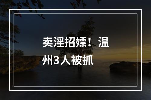 卖淫招嫖！温州3人被抓
