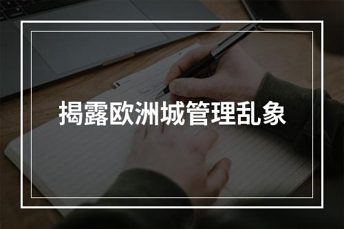 揭露欧洲城管理乱象