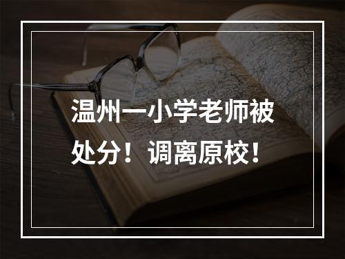 温州一小学老师被处分！调离原校！