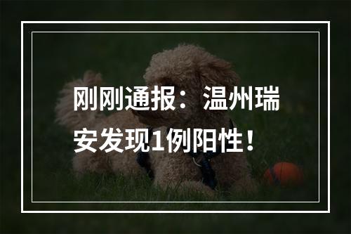 刚刚通报：温州瑞安发现1例阳性！