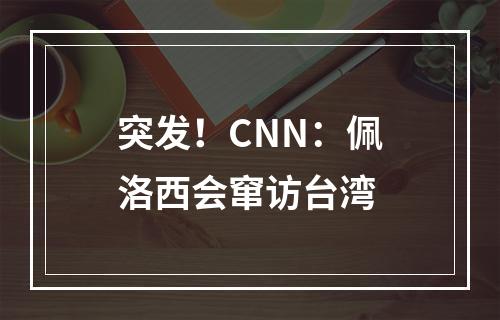 突发！CNN：佩洛西会窜访台湾