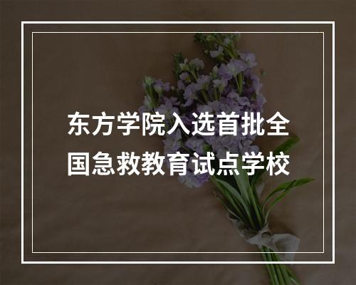 东方学院入选首批全国急救教育试点学校
