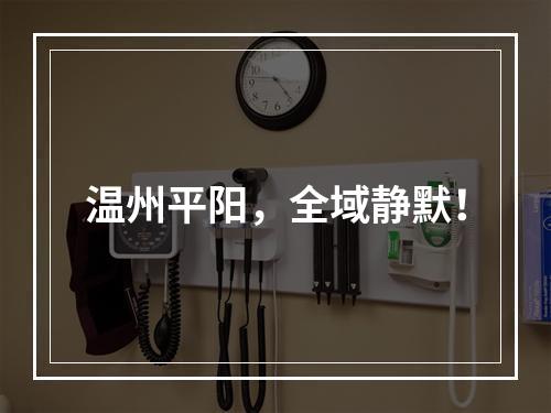 温州平阳，全域静默！