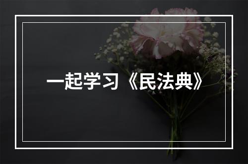 一起学习《民法典》