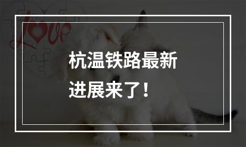 杭温铁路最新进展来了！