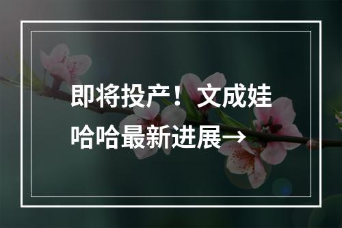 即将投产！文成娃哈哈最新进展→