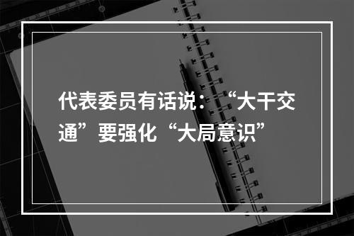 代表委员有话说：“大干交通”要强化“大局意识”