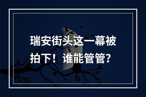 瑞安街头这一幕被拍下！谁能管管？