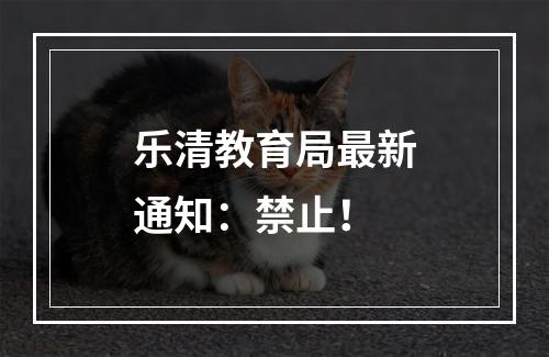 乐清教育局最新通知：禁止！