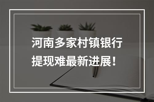 河南多家村镇银行提现难最新进展！