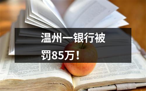 温州一银行被罚85万！