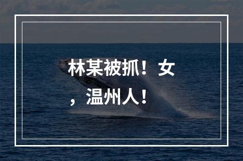 林某被抓！女，温州人！