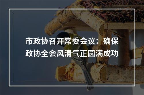 市政协召开常委会议：确保政协全会风清气正圆满成功
