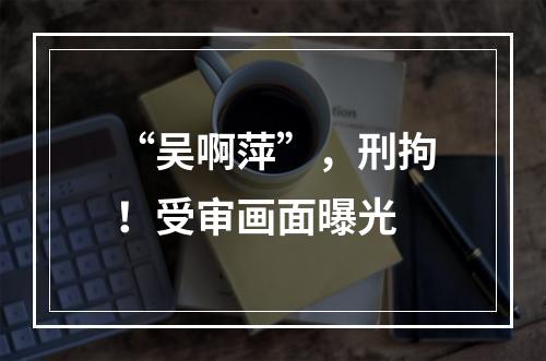 “吴啊萍”，刑拘！受审画面曝光