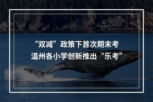 “双减”政策下首次期末考 温州各小学创新推出“乐考”