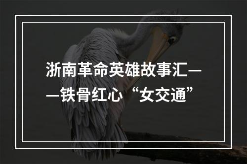 浙南革命英雄故事汇——铁骨红心“女交通”