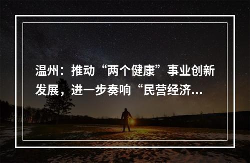 温州：推动“两个健康”事业创新发展，进一步奏响“民营经济看温州”强音