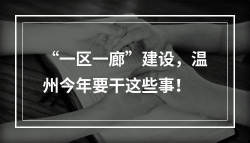 “一区一廊”建设，温州今年要干这些事！