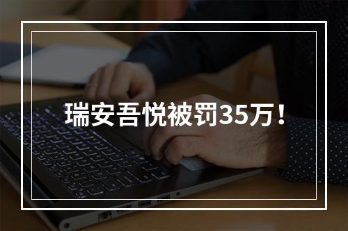 瑞安吾悦被罚35万！