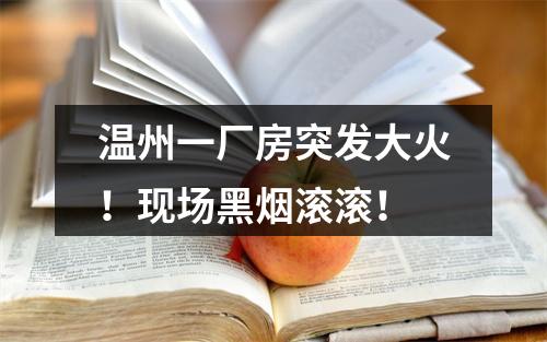 温州一厂房突发大火！现场黑烟滚滚！