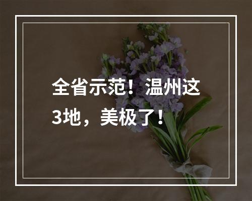 全省示范！温州这3地，美极了！