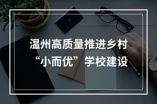 温州高质量推进乡村“小而优”学校建设