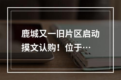 鹿城又一旧片区启动摸文认购！位于…
