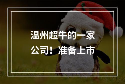 温州超牛的一家公司！准备上市