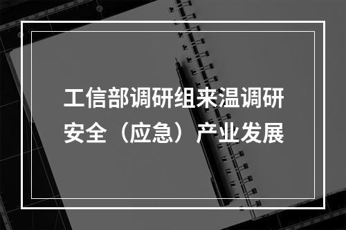 工信部调研组来温调研安全（应急）产业发展