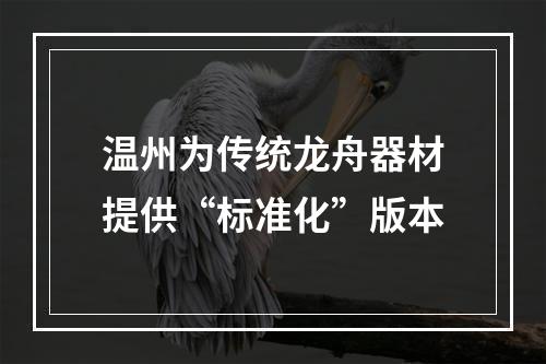 温州为传统龙舟器材提供“标准化”版本