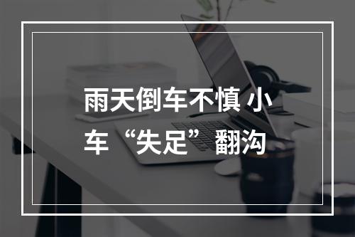 雨天倒车不慎 小车“失足”翻沟