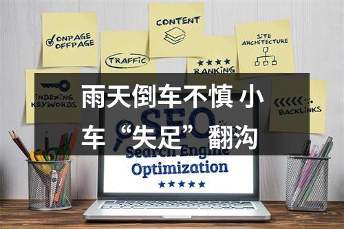 雨天倒车不慎 小车“失足”翻沟