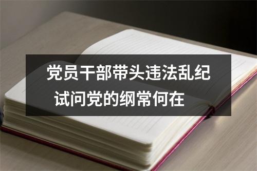 党员干部带头违法乱纪  试问党的纲常何在