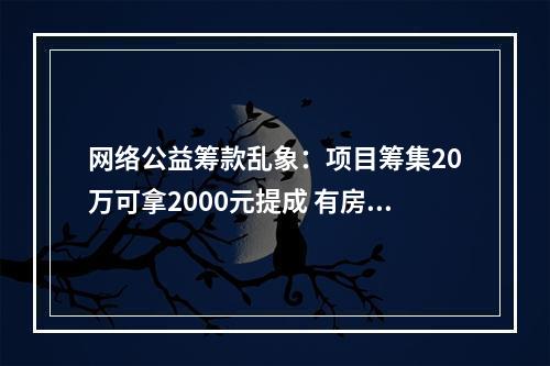 网络公益筹款乱象：项目筹集20万可拿2000元提成 有房有车并不影响网上筹款