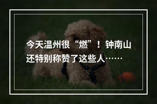 今天温州很“燃”！钟南山还特别称赞了这些人……