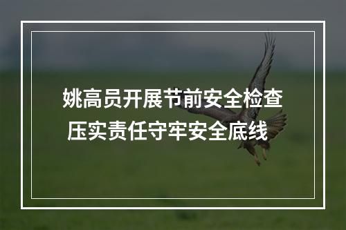 姚高员开展节前安全检查 压实责任守牢安全底线