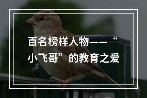 百名榜样人物——“小飞哥”的教育之爱