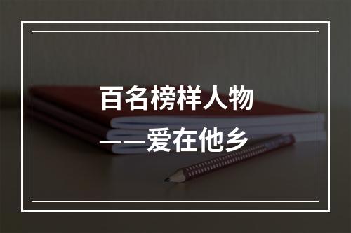 百名榜样人物——爱在他乡