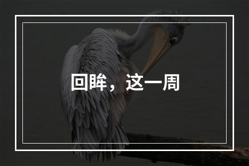 回眸，这一周